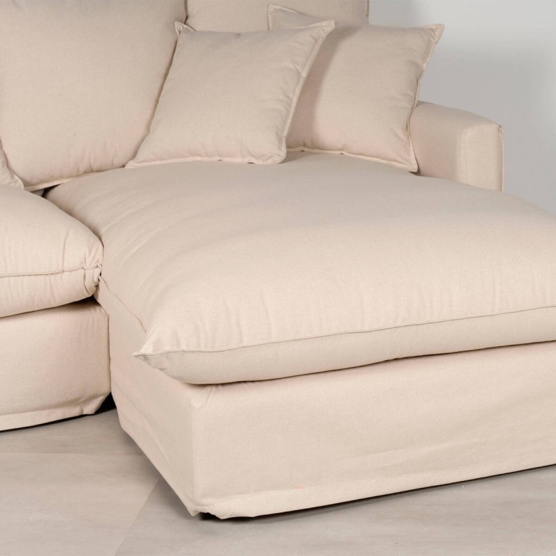 Sofá Avola con Chaise Longue derecha 290 cm Lino y Algodón Beige