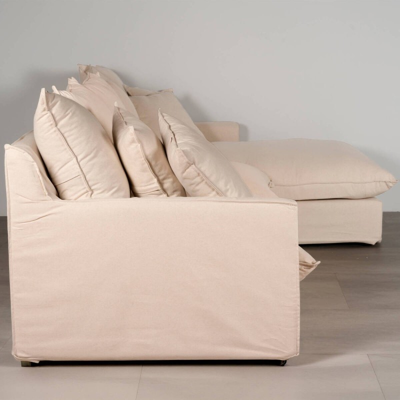 Sofá Avola con Chaise Longue derecha 290 cm Lino y Algodón Beige