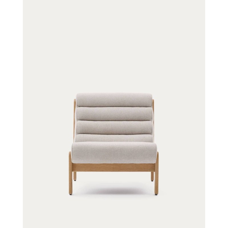 Butaca magira beige de madera maciza de roble con acabado tono natural 75x94x82cm