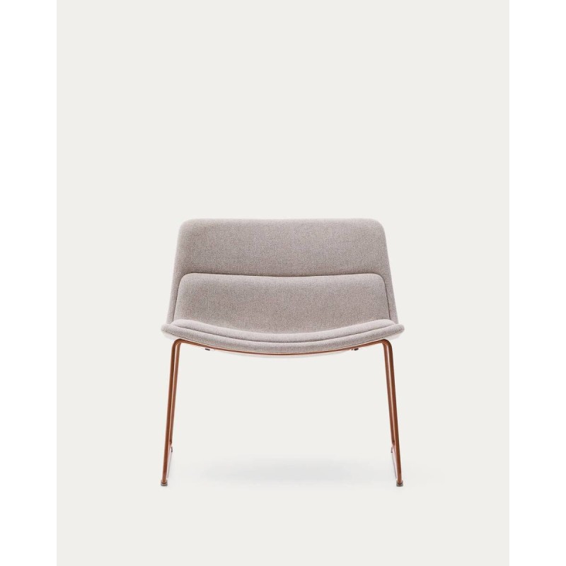 BUTACA ZAHARA BEIGE Y PATAS DE ACERO ACABADO TERRACOTA 68x74x69cm