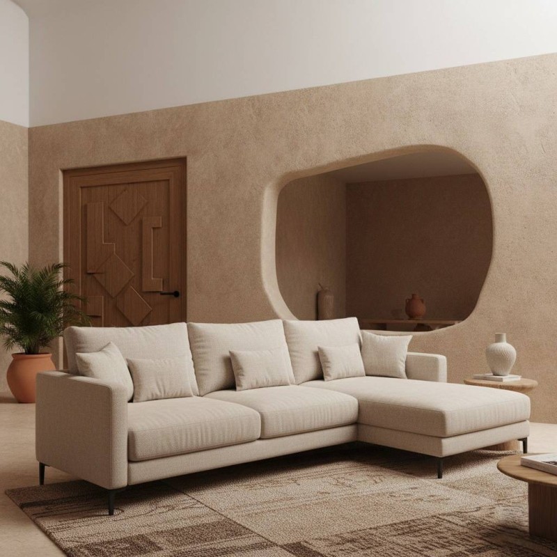 Sofá Funny chaise longue derecho en tela Nasera 296x92 cm