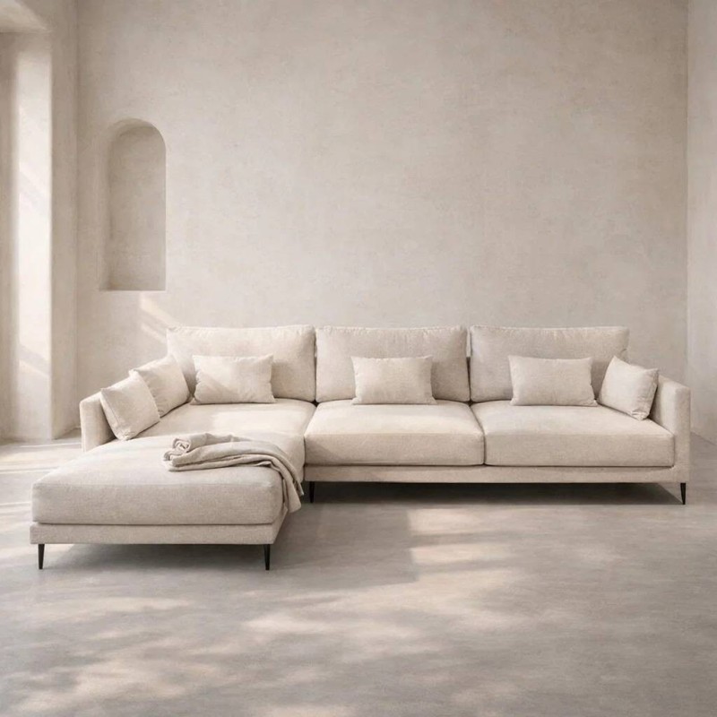 Sofá Funny chaise longue izquierdo en tela Nasera 296x92 cm