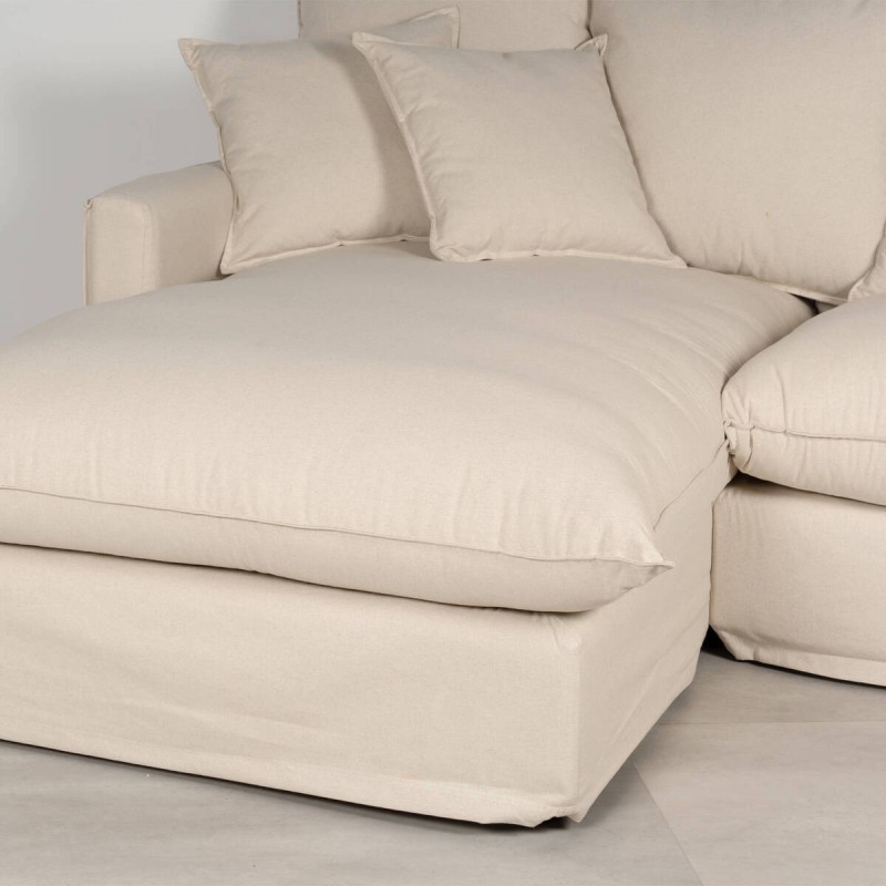 Sofá Avola con Chaise Longue Izquierda 290 cm – Lino y Algodón Beige