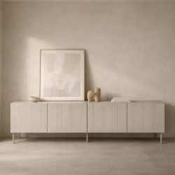 Mueble TV Vera 201 cm en marfil mate texturizado