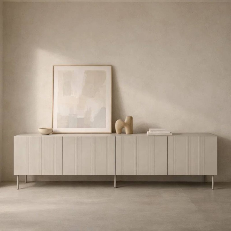 Mueble TV Vera 201 cm en marfil mate texturizado