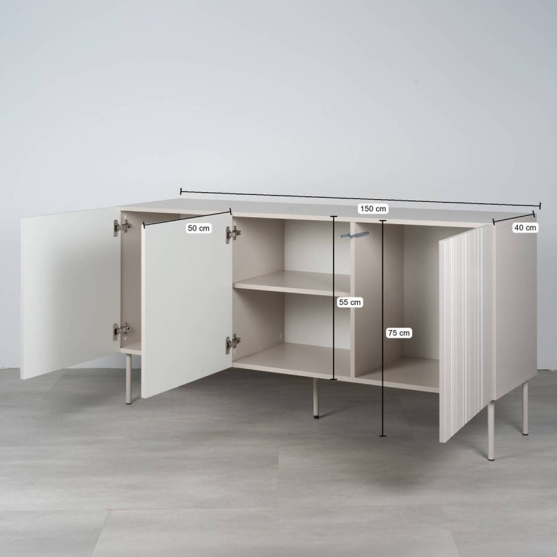 Aparador Vera 150 cm en marfil mate texturizado