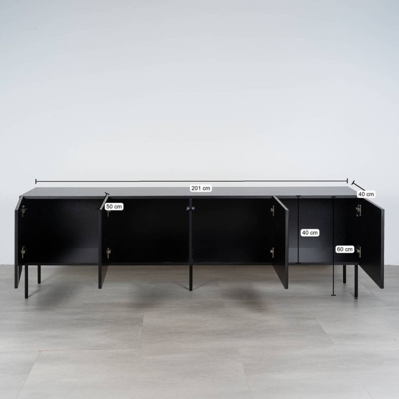 Mueble TV Vera 201 cm en negro mate texturizado