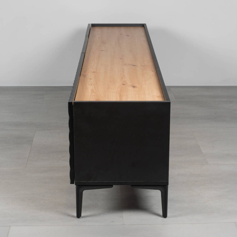 Mueble TV Nerum 200 cm negro mate con relieve geométrico