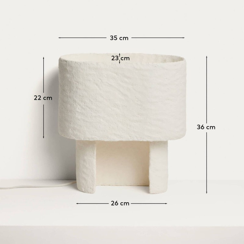 Lámpara Bedala de mesa escultórica blanca texturizada