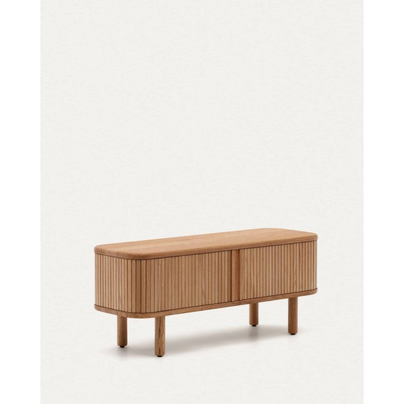 Mueble TV Mailen 2 puertas en chapa de fresno con acabado natural 120 x 50 cm.