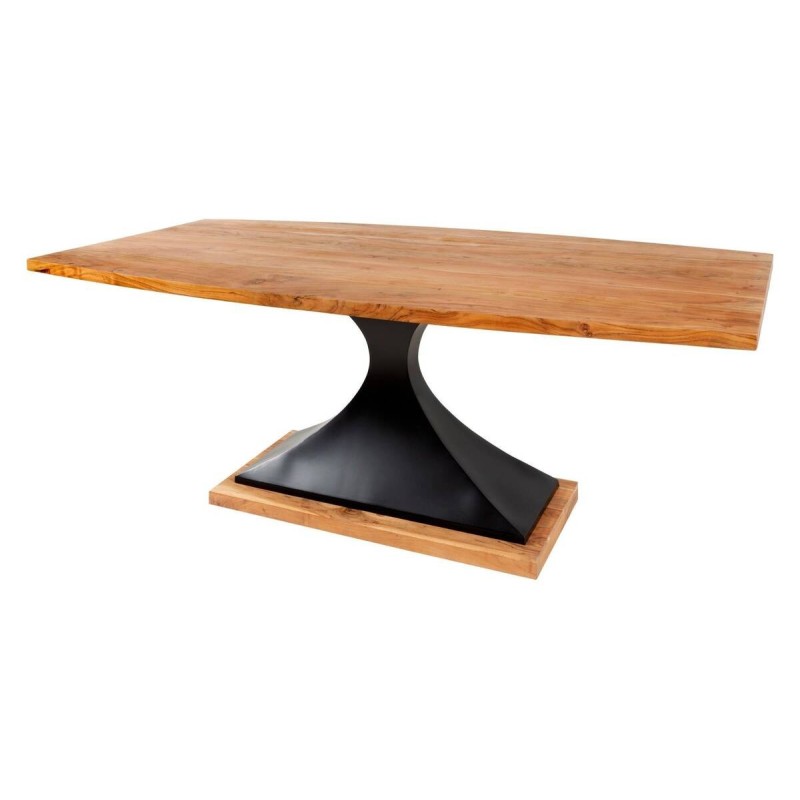 MESA DE COMEDOR MADERA DE ACACIA BASE METAL NEGRO (200x100x76cm)