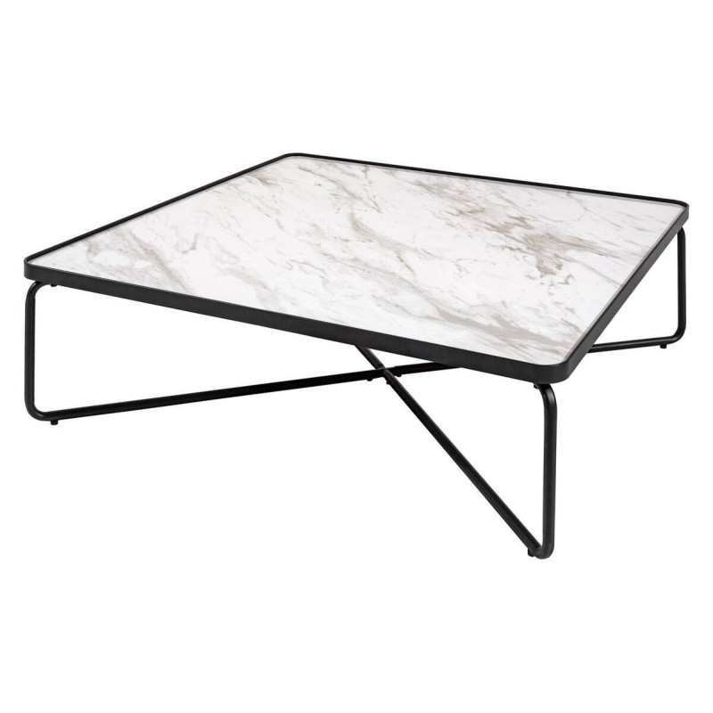 MESA DE CENTRO NEGRO MATE TAPA CERÁMICA 90x90cm