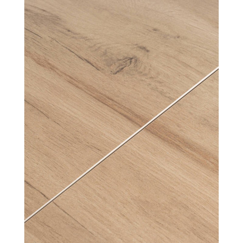 Mesa Talos extensible cerámica efecto madera apertura lateral y patas cruzadas 160/240cm