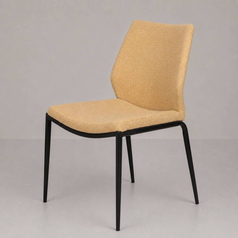 Silla elina textil amarillo con patas de metal negro 45x55x86cm