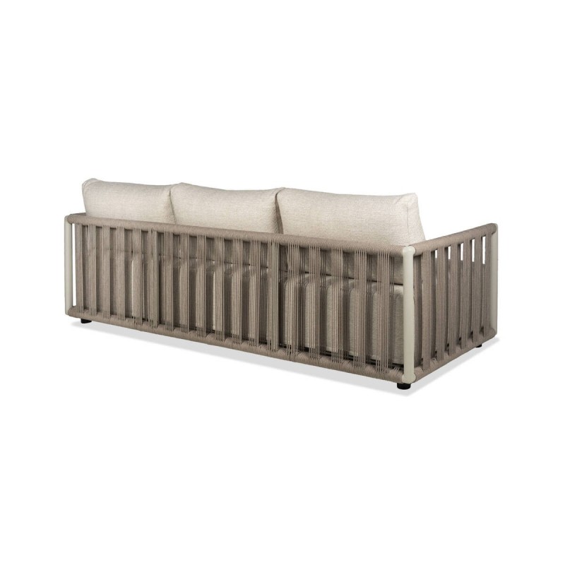 Sofá Cordelia de 3 plazas de aluminio gris seda y cuerda glacier ice 220cm