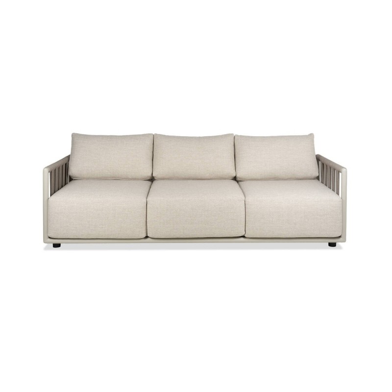 Sofá Cordelia de 3 plazas de aluminio gris seda y cuerda glacier ice 220cm