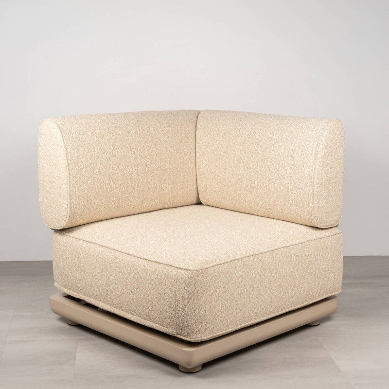 Módulo esquinero Block de exterior de aluminio beige y respaldo de cuerda
