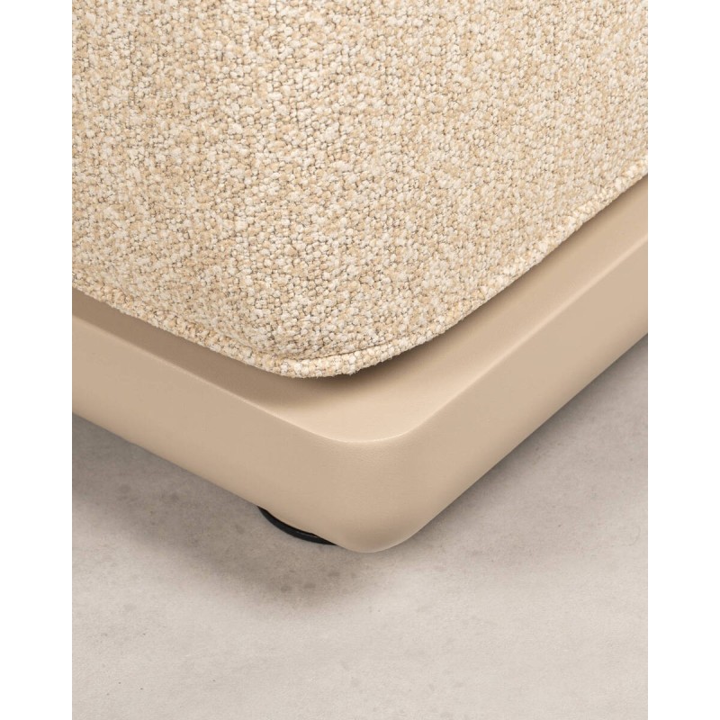 Puf Block de exterior de aluminio beige con cojín en tejido Jalousie 85 cm