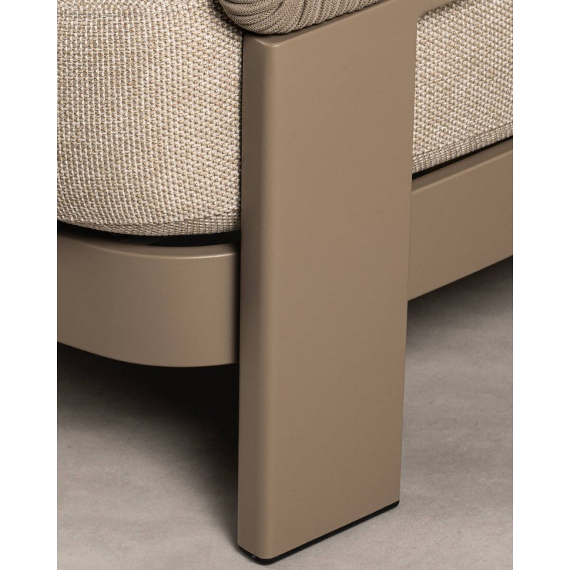 Sofá Volga taupe 3 plazas con cuerdas y cojines exterior