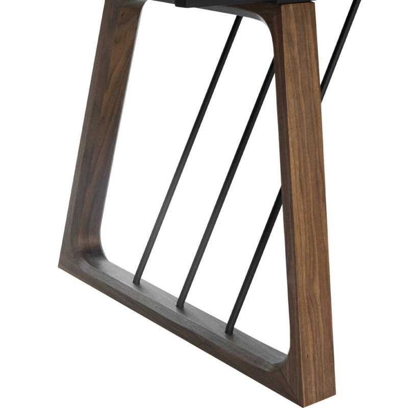 Mesa de comedor extensible walnut con tapa de cerámica y patas geométricas 270/180x100x76cm