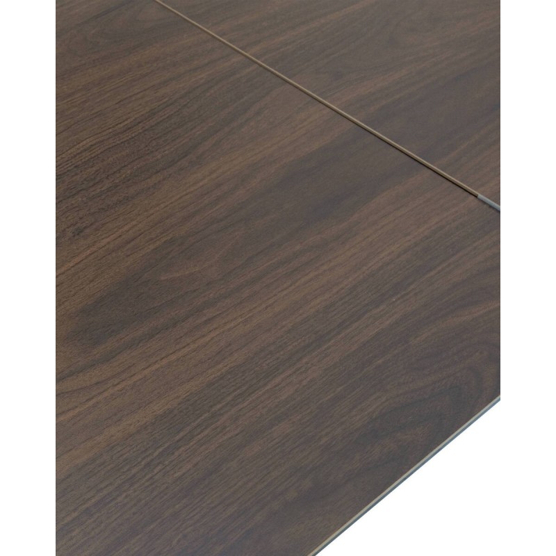 Mesa de comedor extensible walnut con tapa de cerámica y patas geométricas 270/180x100x76cm