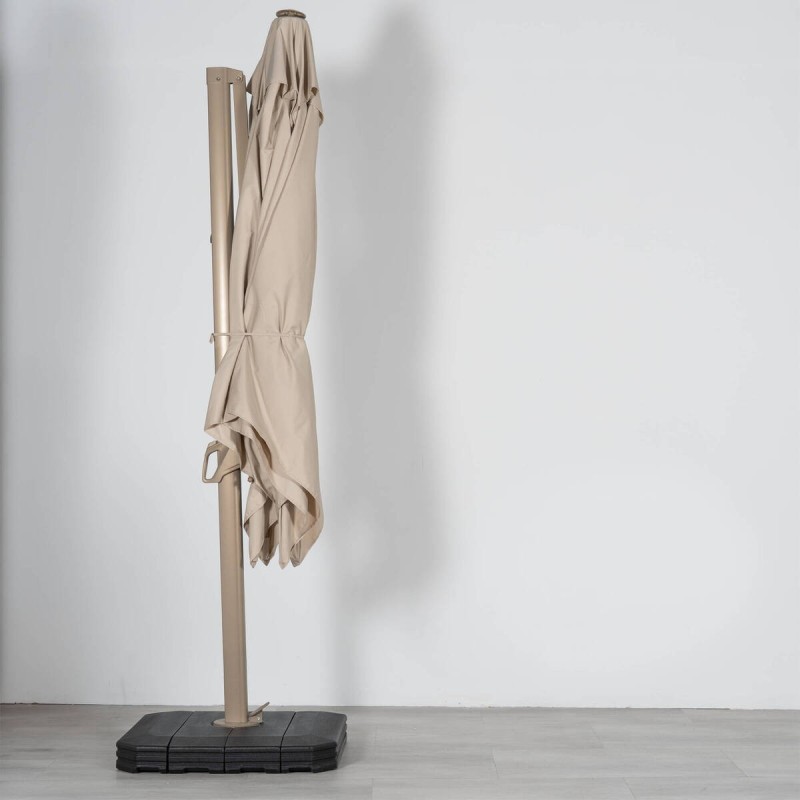 Parasol lateral Roma 3×3 m mocca con base y funda