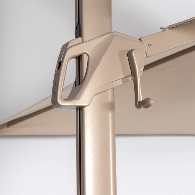 Parasol lateral Roma 3×3 m mocca con base y funda