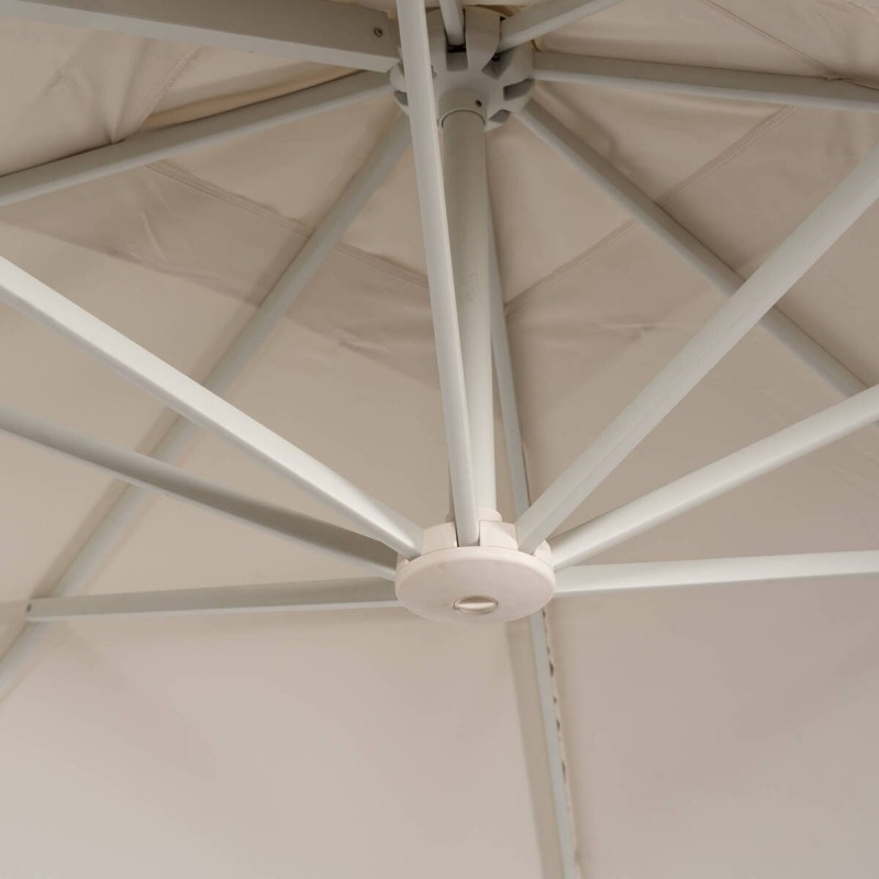 Parasol lateral Roma 3×3 m blanco con base y funda