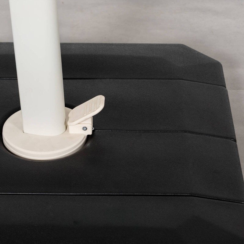 Parasol lateral Roma 3×3 m blanco con base y funda