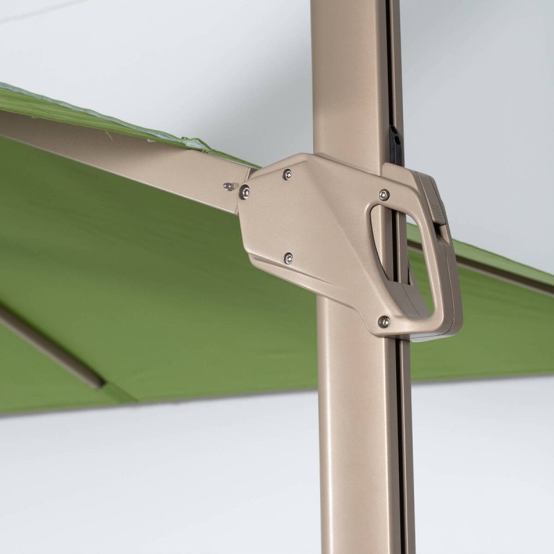 Parasol lateral Roma 3×3 m verde lima con base y funda
