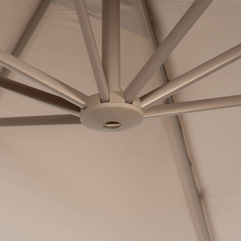 Parasol lateral Roma 3×3 m mocca con base y funda