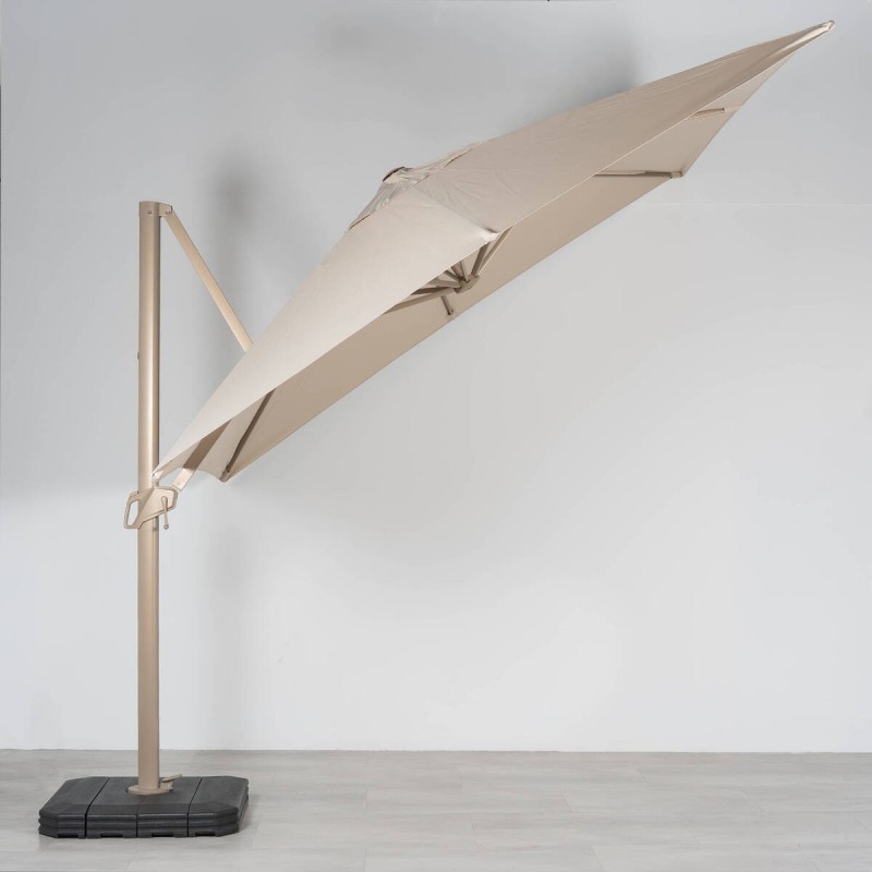 Parasol lateral Roma 3×3 m mocca con base y funda