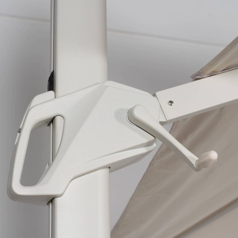 Parasol lateral Roma 3×3 metros blanco con luz LED solar