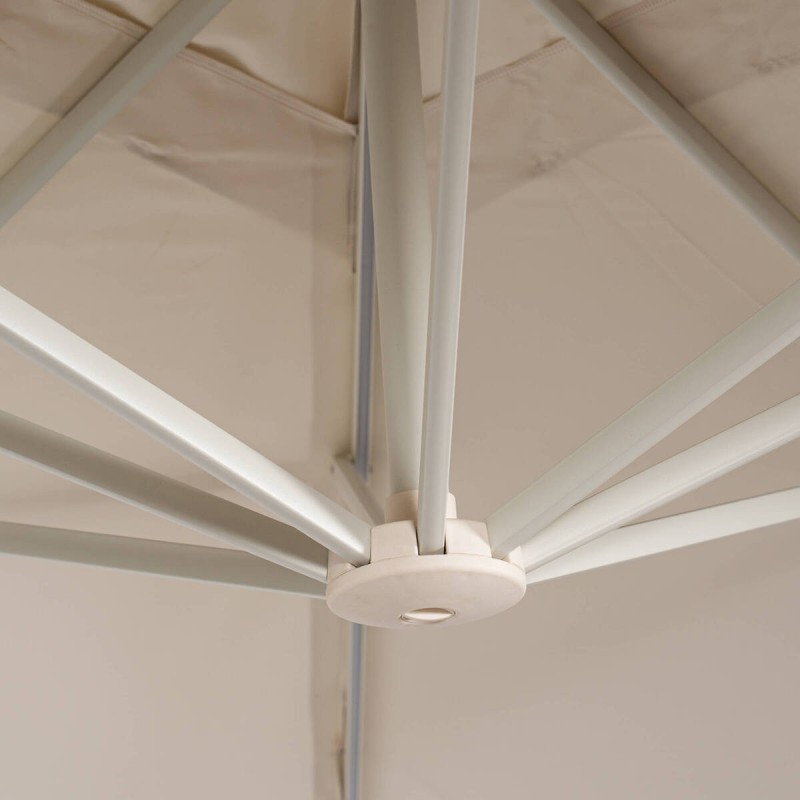 Parasol lateral Roma 3×3 metros blanco con luz LED solar