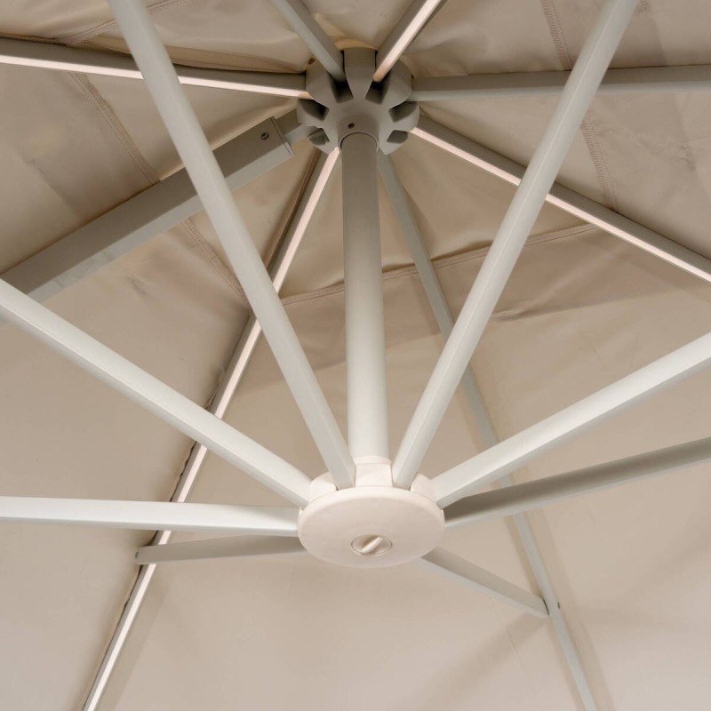 Parasol lateral Roma 3×3 metros blanco con luz LED solar