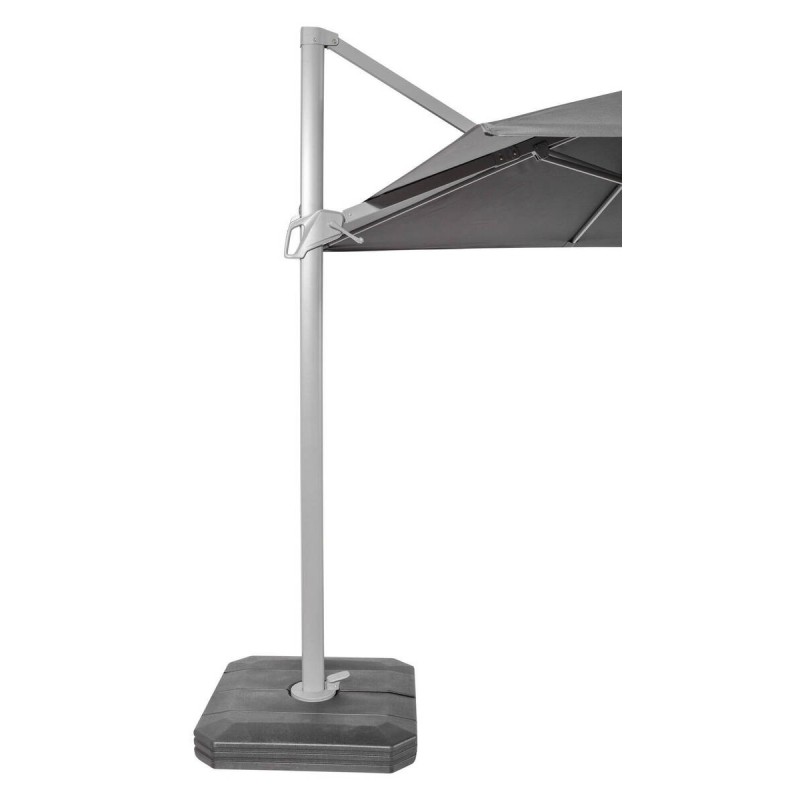 Parasol lateral Roma 3×3 m gris claro con base y funda