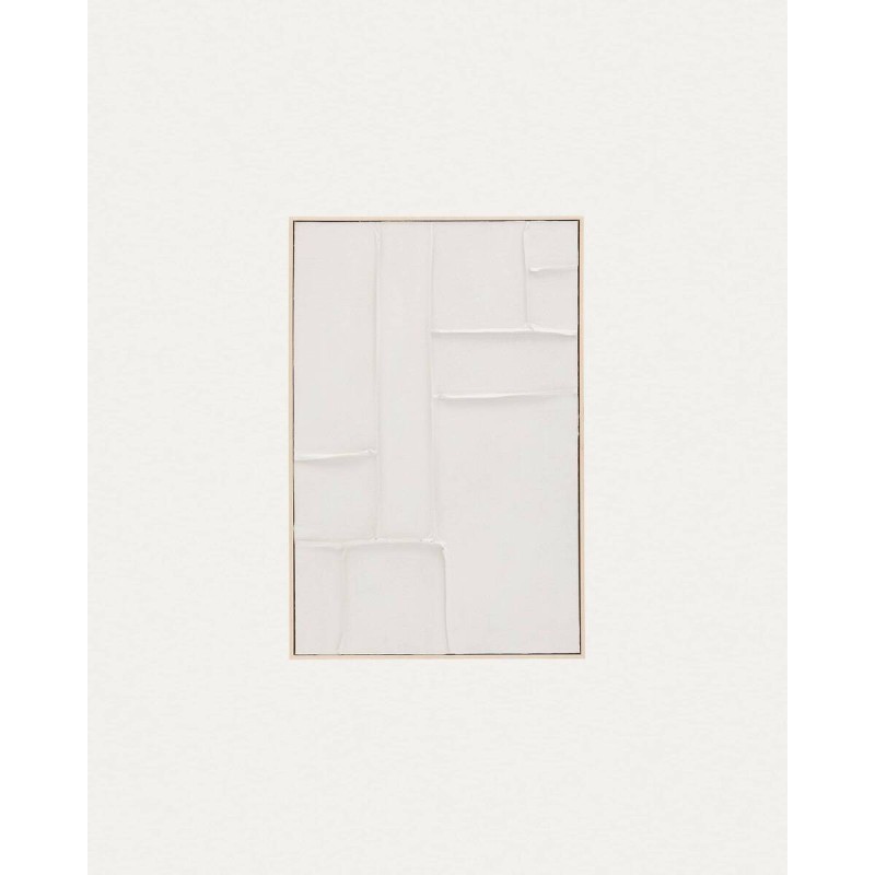 Cuadro Klis de lino con formas geométricas blanco 60 x 90 cm.
