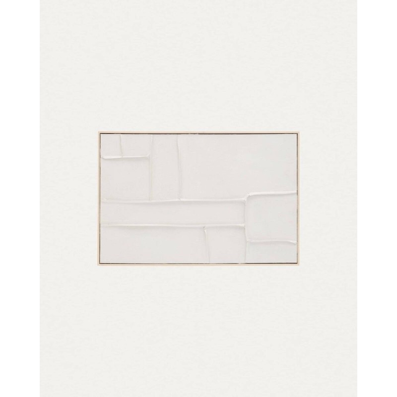 Cuadro Klis de lino con formas geométricas blanco 60 x 90 cm.