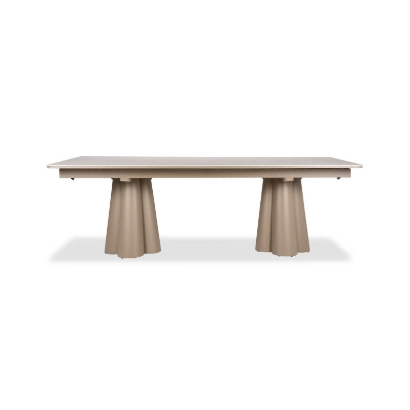 Mesa de comedor exterior clover extensible  de aluminio y cerámica 360/240x110x76cm