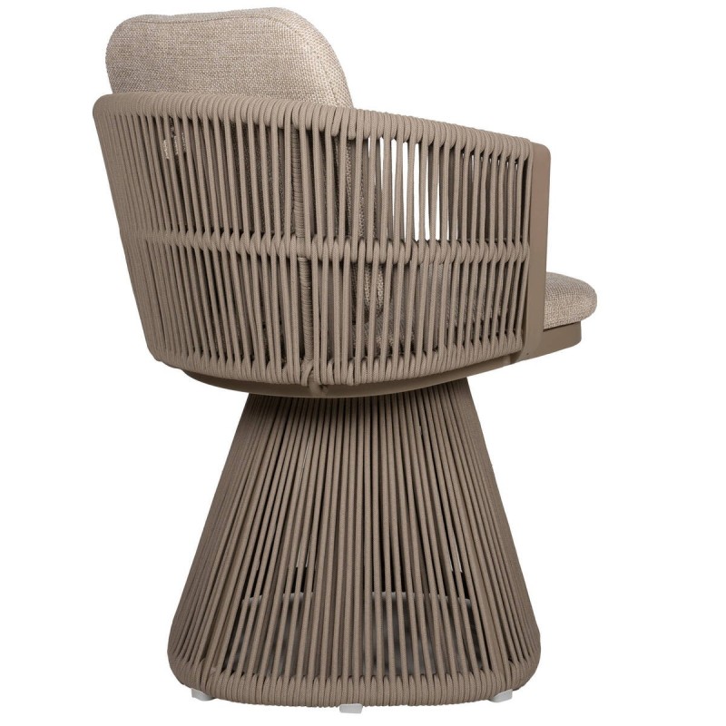 Silla de comedor giratoria marrakech de exterior de aluminio y cuerda 63x70x84cm