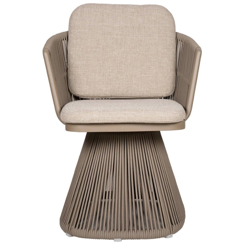 Silla de comedor giratoria marrakech de exterior de aluminio y cuerda 63x70x84cm