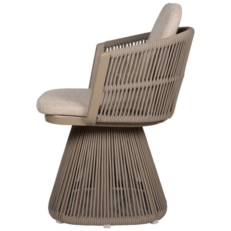 Silla de comedor giratoria marrakech de exterior de aluminio y cuerda 63x70x84cm