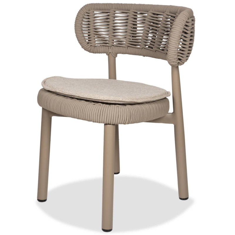 Silla laguna de exterior de aluminio y cuerda entrelazada taupe 57x57x76cm