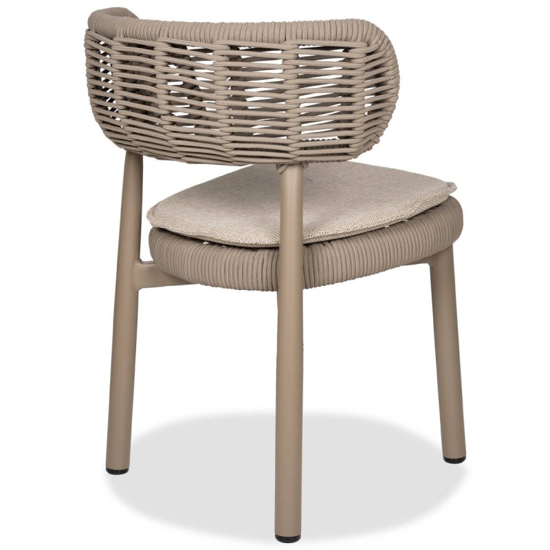 Silla laguna de exterior de aluminio y cuerda entrelazada taupe 57x57x76cm
