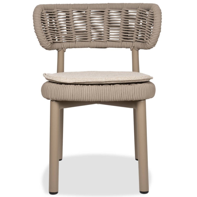 Silla laguna de exterior de aluminio y cuerda entrelazada taupe 57x57x76cm