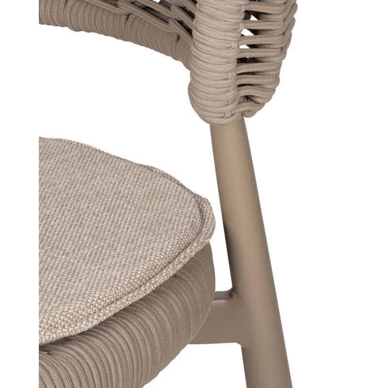 Silla laguna de exterior de aluminio y cuerda entrelazada taupe 57x57x76cm