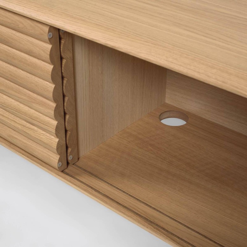 MUEBLE TV LENON 200 X 57 CM DE MADERA MACIZA Y CHAPA DE ROBLE