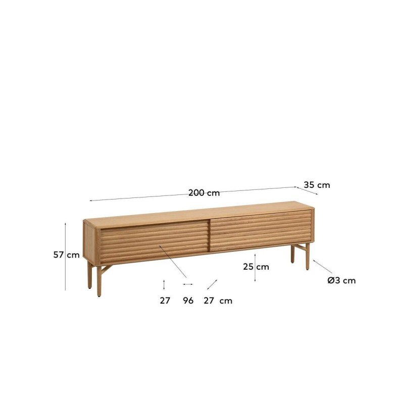 MUEBLE TV LENON 200 X 57 CM DE MADERA MACIZA Y CHAPA DE ROBLE