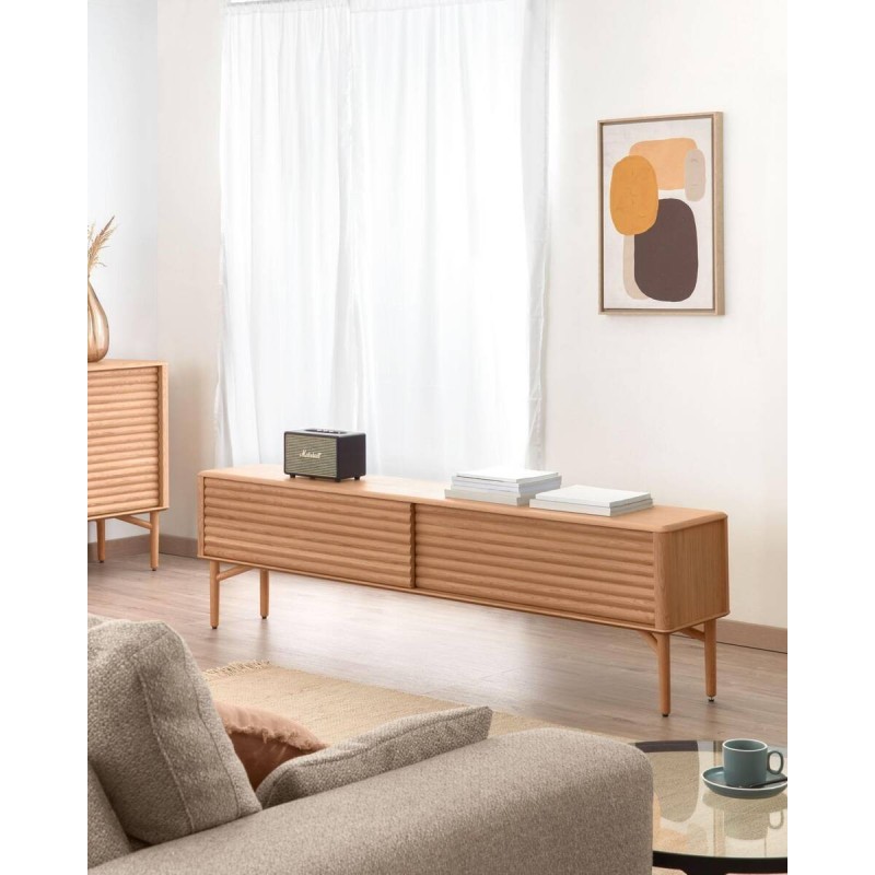 MUEBLE TV LENON 200 X 57 CM DE MADERA MACIZA Y CHAPA DE ROBLE
