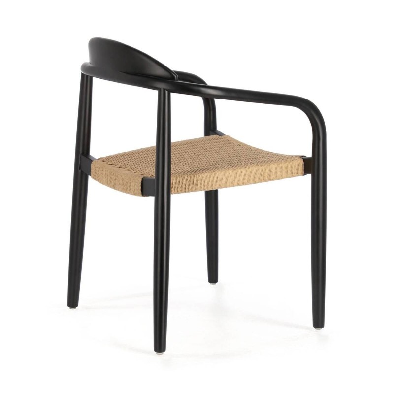 Silla nina madera maciza eucalipto acabado negro y cuerda
